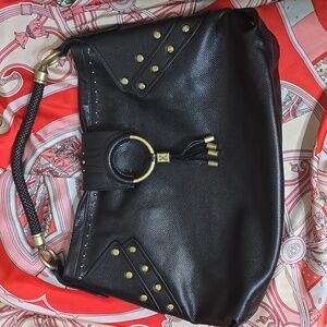 Cole Haan Collection Black Leather Studded Shoulder Bag Hobo